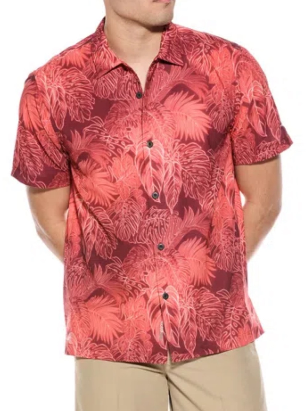Tommy Bahama NWT Mens Red Bahama Coast Luminescent Shirt Tropical Stretch XXXL